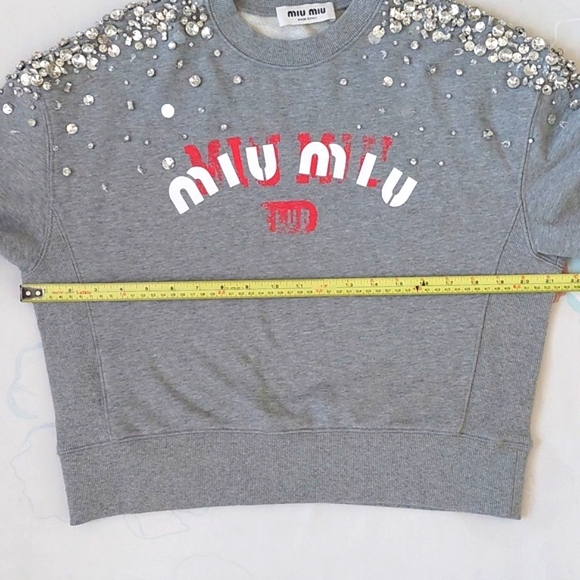 Miumiu  crystal-embellished cropped sweatshirt - Picture 14 of 16
